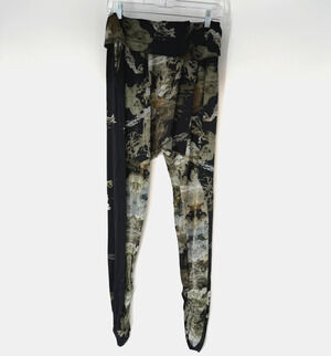 Hanne Bloch Womens 1 US S Black Olive Green Floral Tapered Stretch Scandinavian